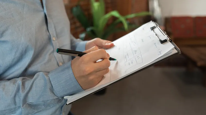Business workflow checklist on clipboard for automation planning